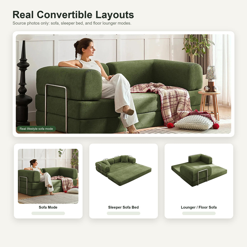 BOXY convertible sofa bed sofa sleeper and floor lounger layouts