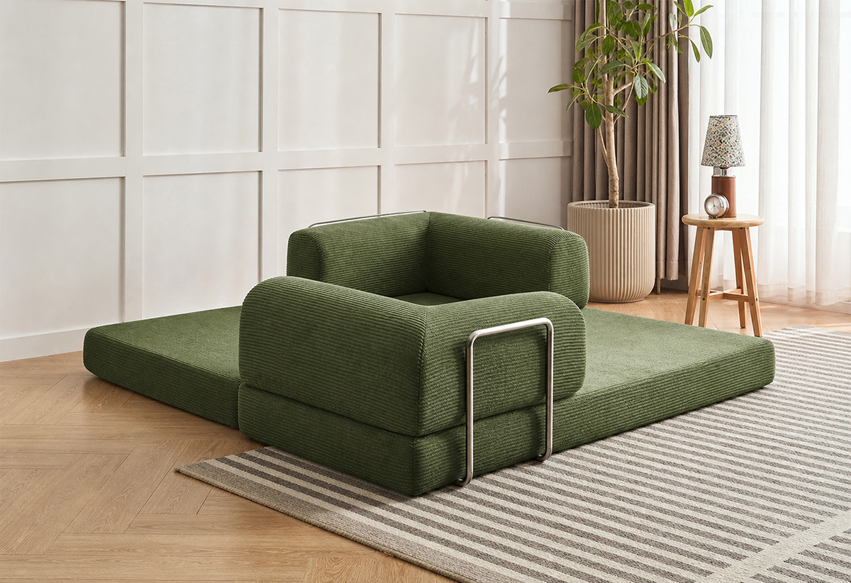 BOXY Convertible Sofa Bed arranged as a relaxed floor lounger